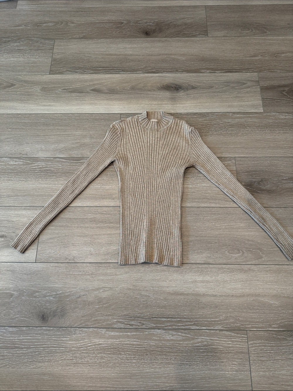 H&M Ribbed Mock Neck Sweater Top - Taupe